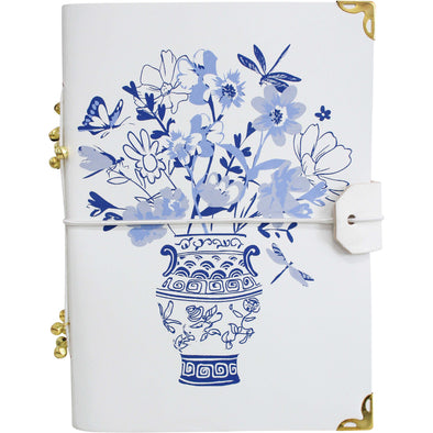 Leather Notebook/Diary - Blue and White