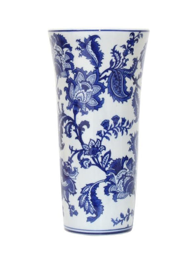 Royal Blue and White Floral Ceramic Vase - 30 cm
