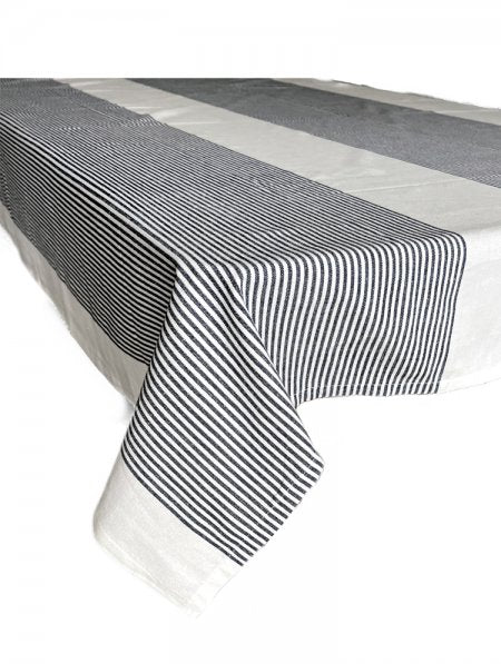 Table Cloth Black and White Pin Stripes