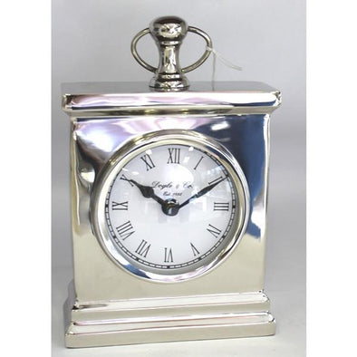 Hamptons Silver Mantle Clock with Fob