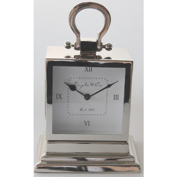 Hamptons Stepped Silver Mantle Clock with Fob