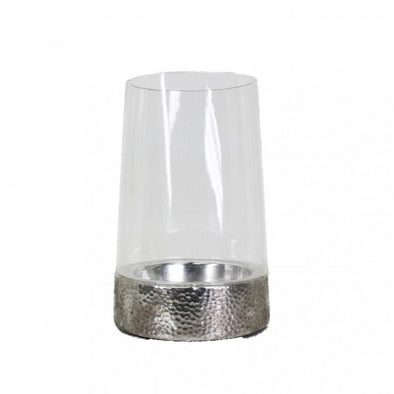 Silver and Glass Candle Holder - 22 cm