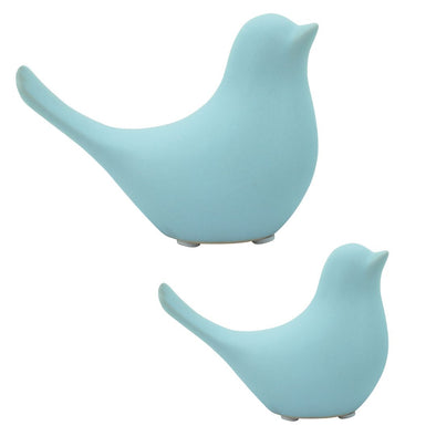 Set of 2 Little Blue Ceramic Doves