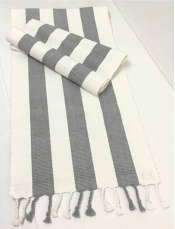Grey and White Table Runner - Amalfi