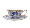 Elegant Blue Bird Cup and Saucer with Gold Trim AND Gold Spoon