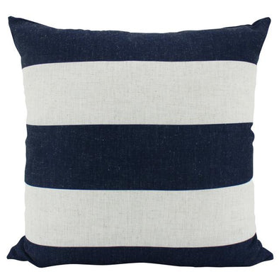 Navy Blue and Natural White Stripe Cushion - 55 x 55 cm