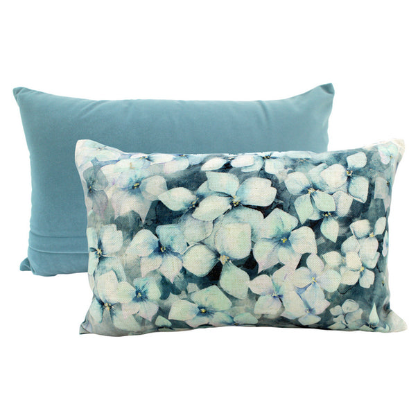 Hydrangea Rain Velvet Cushion - 30 x 50 cm