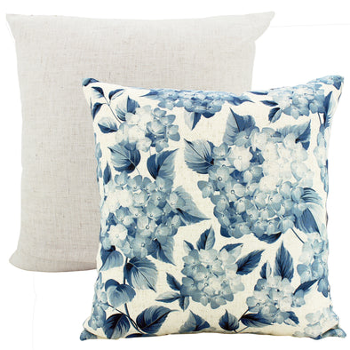 Blue and White Hydrangea Cushion - 50 x 50 cm