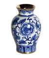 Blue and White Ceramic Vase with Gold Trim