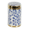 Blue and White Floral Oval Cannister Trinket Box
