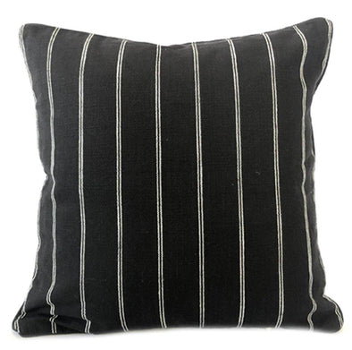 French Country Black with White Stripe Cushion Cover - 40 x 40 cm