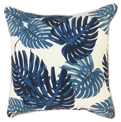Tropical Palm Blue and Off White Cushion Cover - 40 x 40 cm