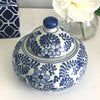 Blue and White Ceramic Temple Jar