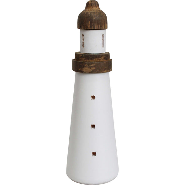 White Timber Lighthouse Decor - Hamptons Coastal