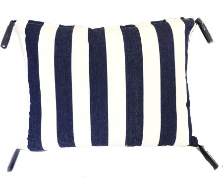 Navy and White Cushion Cover with Tassels - Mode - 40 x 55 cm