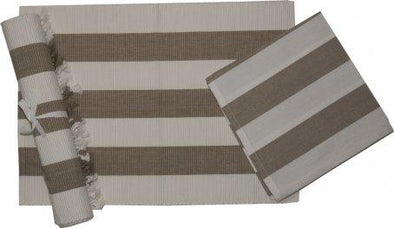 Taupe and White Stripe Table Runner