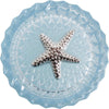Pale Blue Glass Jar/Trinket Box with Silver Starfish on Lid