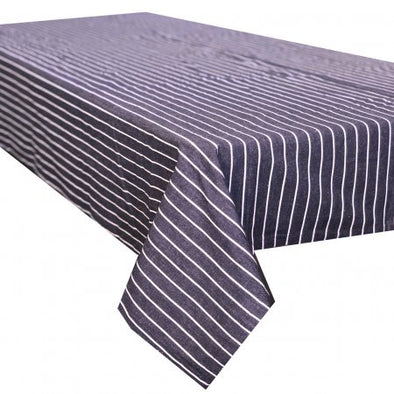 Table Cloth Navy with White Pin Stripes