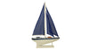 White Timber Sailing Boat with Navy Sails