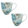 Set of 2 Blue and White Hydrangea Tea or Coffee Mug