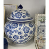 Blue and White Floral Temple Ginger Jar - 28 cm