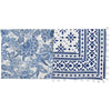 Blue and White Floral Table Runner with Pom Pom Trim