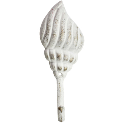 Shell Wall Hook in White with Gold - 20 cm H