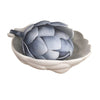 White Leaf Ceramic Bowl with Blue Artichoke Bud
