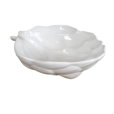 White Leaf Ceramic Bowl - 18 cm