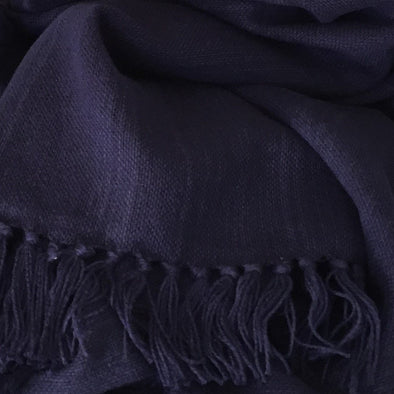Linen/Cotton Throw with Tassels in Navy or Natural