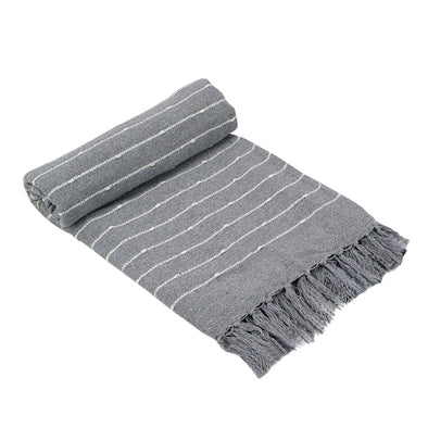 Soft Grey and White Striped Throw